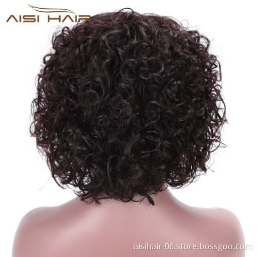 Aisi Hair Lace Front Human Hair Short Wavy Bob Wigs Brazilian  Kinky Afro Curly Frontal Natural Black Wigs for Black Women